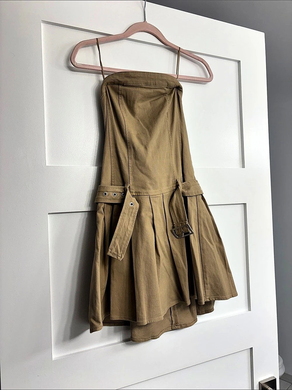 Fashion Nova Serena Pleated Mini Dress Brown